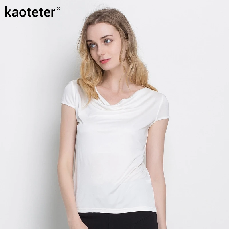 100% Pure Silk Women's T-Shirts Short Sleeve Tops Women Tees Shirt Female Cowl Collar Sleevelet Slim Woman Shirts
100% Pure Silk Women's T-Shirts Short Sleeve Tops Women Tees Shirt Female Cowl Collar Sleevelet Slim Woman Shirts
