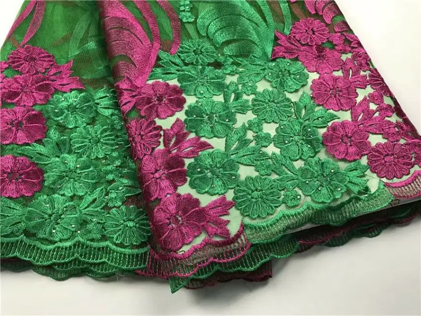 5 Yards/pc Wonderful green and fuchsia flower design french net lace embroidery african mesh lace fabric for dress CF3-2 
5 Yards/pc Wonderful green and fuchsia flower design french net lace embroidery african mesh lace fabric for dress CF3-2
