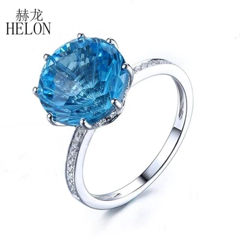 HELON Solid 10K White Gold 10mm Round Cut 7.78ct Blue Topaz Engagement Wedding Natural Diamonds Fine Ring Setting Women Jewelry
HELON Solid 10K White Gold 10mm Round Cut 7.78ct Blue Topaz Engagement Wedding Natural Diamonds Fine Ring Setting Women Jewelry