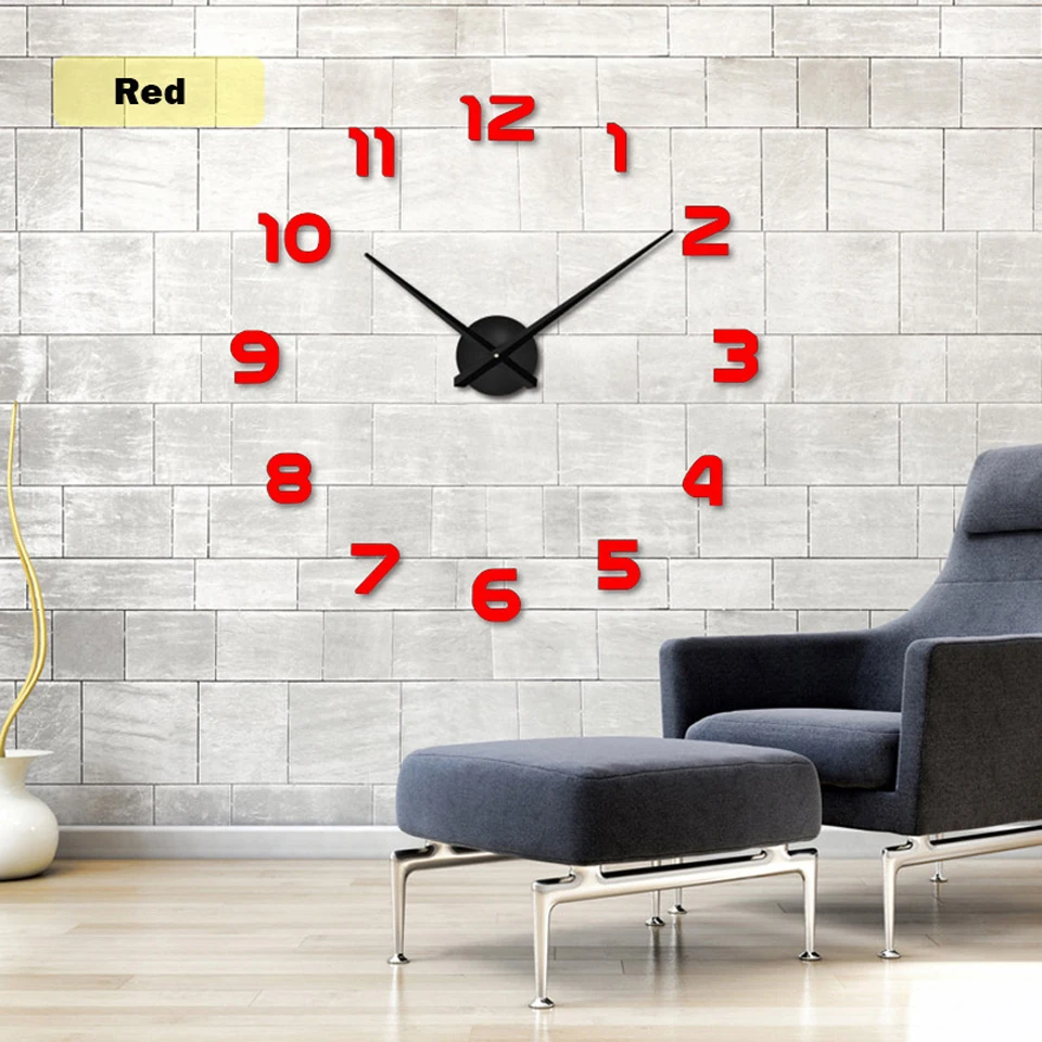 2017 Free Shipping New Clock Watch Wall Clocks Horloge 3d Diy Acrylic Mirror Stickers Home Decoration Living Room Quartz Needle 9