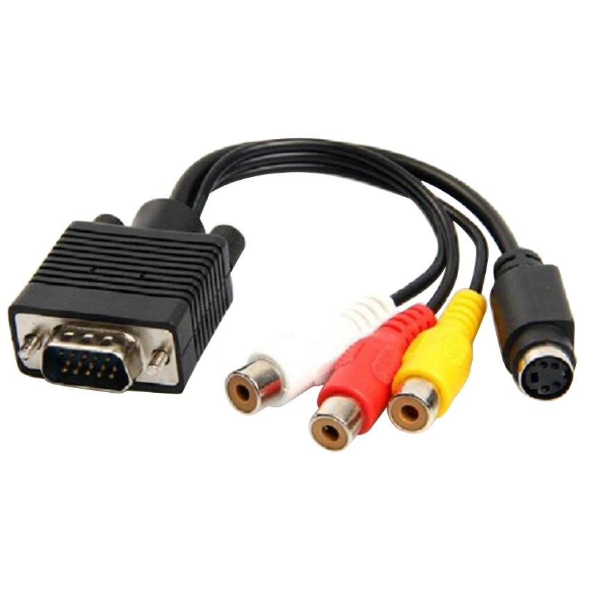 VGA SVGA to S-VIDEO 3 RCA Female Converter Cable Video TV Out S-Video AV Adapter without Hdmi Splitter | Электроника