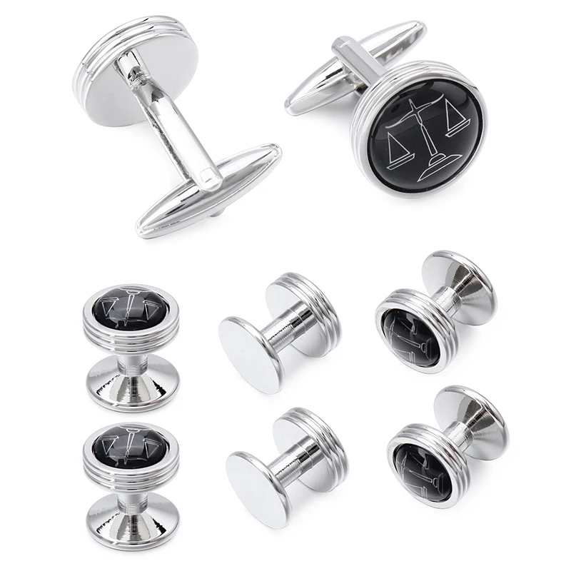 HAWSON Black Enamel Balance Pattern Cufflinks Tuxedo 6 Studs Set for Wedding Dress High Quality Men Accessory for French Shirt
HAWSON Black Enamel Balance Pattern Cufflinks Tuxedo 6 Studs Set for Wedding Dress High Quality Men Accessory for French Shirt