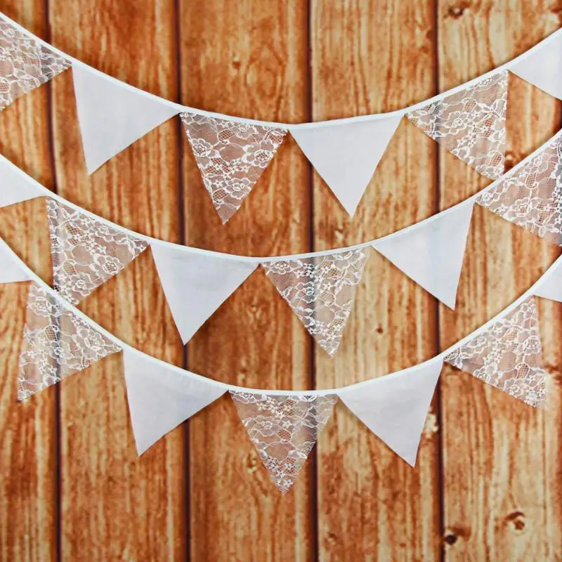 3.2M 12 Flags Pure White Lace Bunting Pennant Flag Banners Cotton Fabric Garland Wedding/Birthday Party Decorative Accessories
3.2M 12 Flags Pure White Lace Bunting Pennant Flag Banners Cotton Fabric Garland Wedding/Birthday Party Decorative Accessories