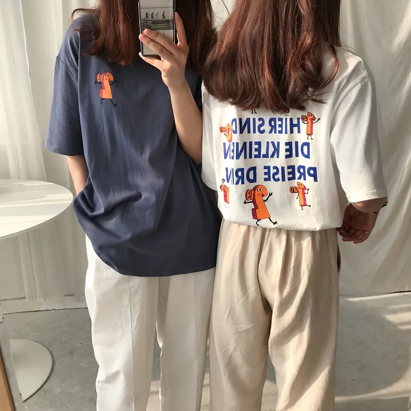 Fashion Harajuku Cute and Funny Letter Print Summer Women Tops Cotton Loose Casual Digital Behind the print Korean Girl T-Shirt
Fashion Harajuku Cute and Funny Letter Print Summer Women Tops Cotton Loose Casual Digital Behind the print Korean Girl T-Shirt