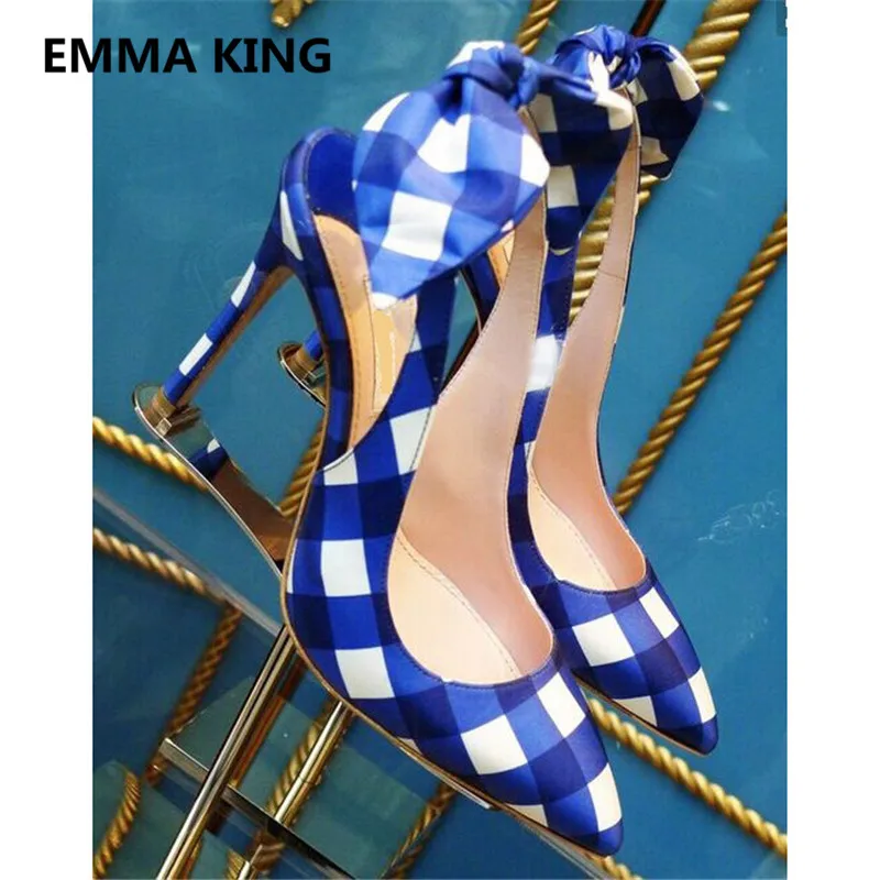 Blue Gingham Women Pointed Toe Pumps Back Bow-Knot Elegant Ladies Slingbacks Shoes Sexy Thin High Heels Woman Gladiator Sandals
Blue Gingham Women Pointed Toe Pumps Back Bow-Knot Elegant Ladies Slingbacks Shoes Sexy Thin High Heels Woman Gladiator Sandals