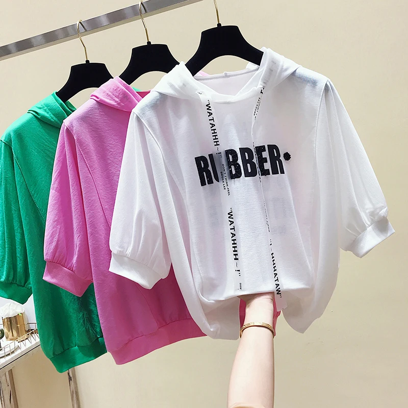Summer Fashion Short-sleeved T-shirt Female Loose Korean Version of The Hooded Half-sleeved T-shirt Top
Summer Fashion Short-sleeved T-shirt Female Loose Korean Version of The Hooded Half-sleeved T-shirt Top