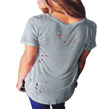 NEW Tee Shirt Summer Holes T-Shirt Women Short Sleeve Plus Size Solid Cotton Tops T-Shirts V-Neck Camiseta Mujer
NEW Tee Shirt Summer Holes T-Shirt Women Short Sleeve Plus Size Solid Cotton Tops T-Shirts V-Neck Camiseta Mujer