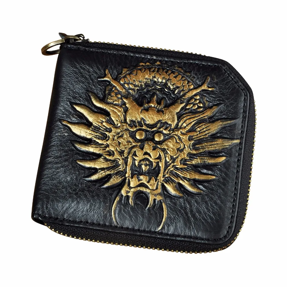 Men Quality Leather Horizontal Bifold Casual Designer Short Card Coin Holder Fashion Zipper Around Embossed Purse Wallet 8011-d | Багаж и