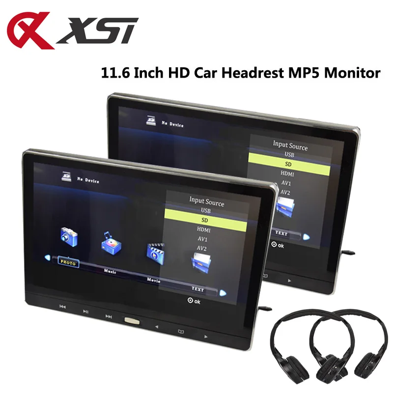 XST 2PCS 11.6 Inch Car Headrest Monitor MP5 Player Touch Button IPS Screen HD 1080P Video/USB/SD/IR/FM Transmitter/HDMI/Speaker
XST 2PCS 11.6 Inch Car Headrest Monitor MP5 Player Touch Button IPS Screen HD 1080P Video/USB/SD/IR/FM Transmitter/HDMI/Speaker
