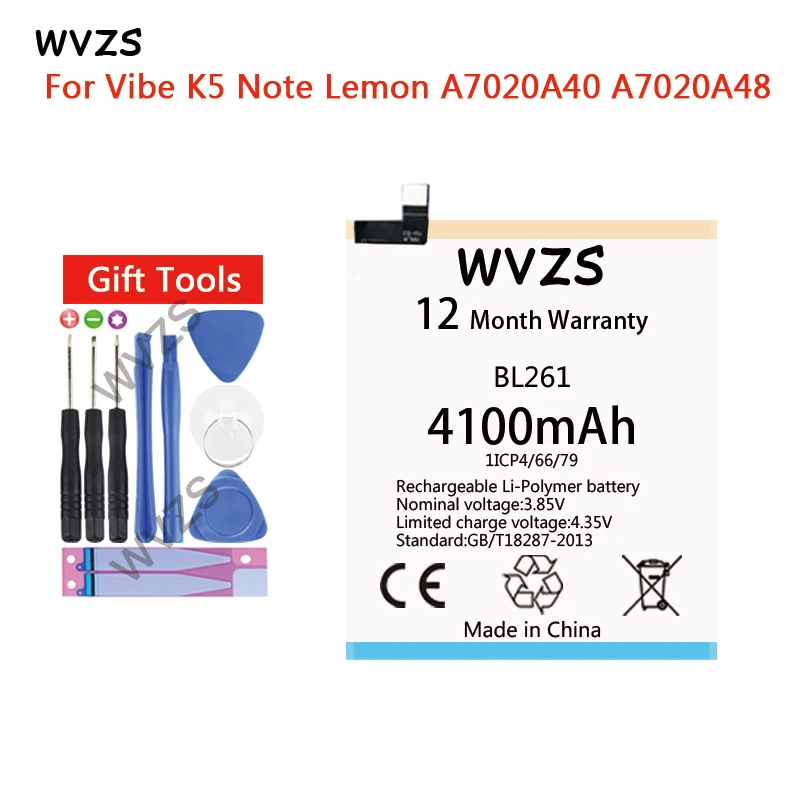 wvzs 4100mAh li-Poplymer Battery BL261 For Lenovo Lemon K5 Note K52t38 K52e78 For Lenovo Vibe K5 Note A7020a40 A7020a48
wvzs 4100mAh li-Poplymer Battery BL261 For Lenovo Lemon K5 Note K52t38 K52e78 For Lenovo Vibe K5 Note A7020a40 A7020a48