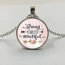 STERKE FEARLESS MOOIE Charm Hanger, gift voor Mom, sterke vrouw, Fearless charme, Survivor, citaat charme ketting(China)