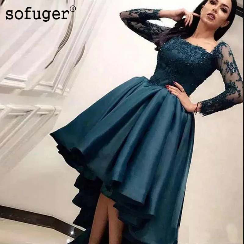 Navy Long Sleeves Lace Arabic Dubai High Low Prom Dresses 2019 Beaded Formal Party Evening Dress Saudi Arabia Pageant Gowns
Navy Long Sleeves Lace Arabic Dubai High Low Prom Dresses 2019 Beaded Formal Party Evening Dress Saudi Arabia Pageant Gowns