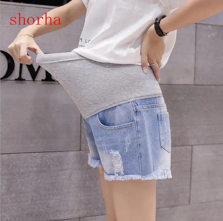 Короткие брюки для беременных женщин летние джинсовые шорты с регулируемой
