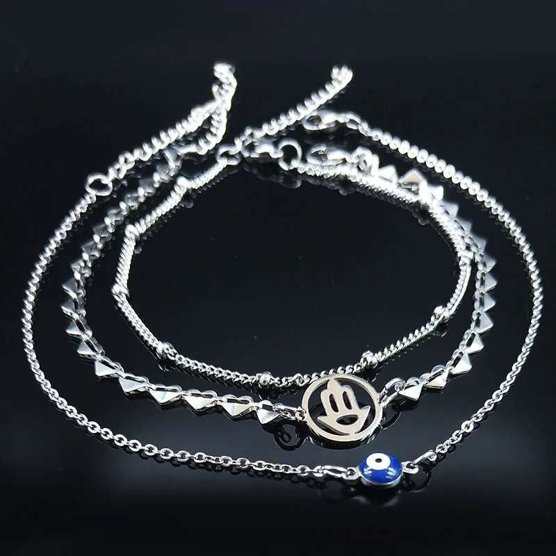 3PCS Hamsa Hand Stainless Steel Ankle Bracelet for Women Jewelry Silver Color Beach Layered Anklets Jewelry tobilleras A612346B
3PCS Hamsa Hand Stainless Steel Ankle Bracelet for Women Jewelry Silver Color Beach Layered Anklets Jewelry tobilleras A612346B
