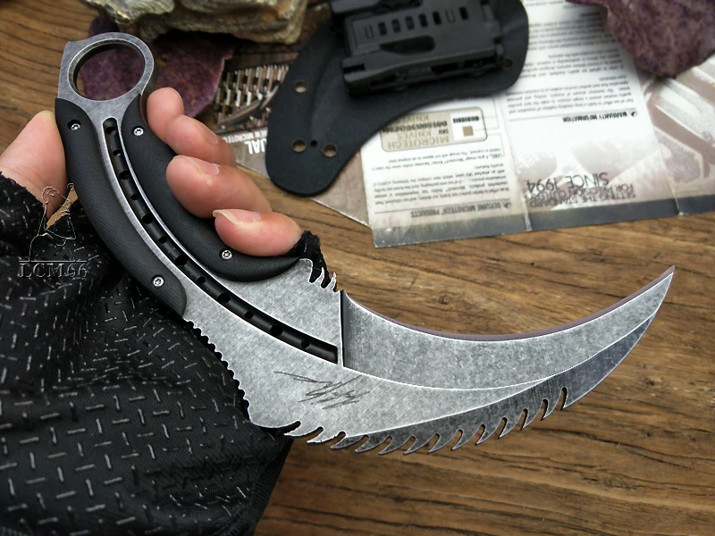 Нож Скорпион LCM66 зеркальный легкий Клинок карамбит для самообороны выживания в