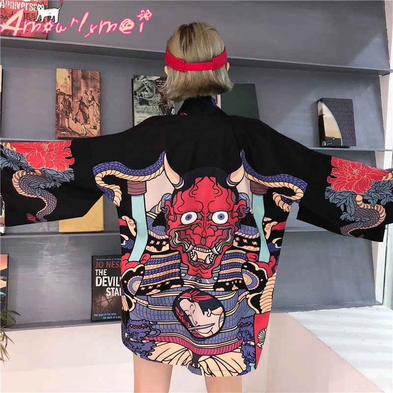 Hot Sale Summer Harajuku Blouse Women Man Kimono Cardigan Japanese Cartoon Demon Printed Loose Tops Shirt Blusas Femininas
Hot Sale Summer Harajuku Blouse Women Man Kimono Cardigan Japanese Cartoon Demon Printed Loose Tops Shirt Blusas Femininas