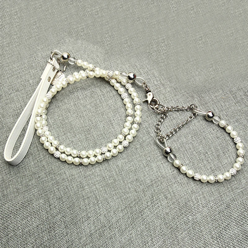 Luxury Pearls Pet Collar Leash Set White Beaded Walking Jogging Outdoor Necklace Collars Rope for Small Medium Size Dog Cat
Luxury Pearls Pet Collar Leash Set White Beaded Walking Jogging Outdoor Necklace Collars Rope for Small Medium Size Dog Cat