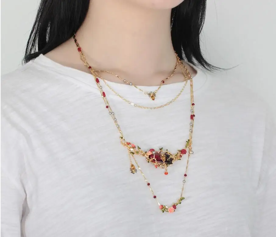 CSxjd New Handmade Enamel Glaze Wild Rose Vintage Dark Gem Three Layer Necklace Tassel big necklace
CSxjd New Handmade Enamel Glaze Wild Rose Vintage Dark Gem Three Layer Necklace Tassel big necklace