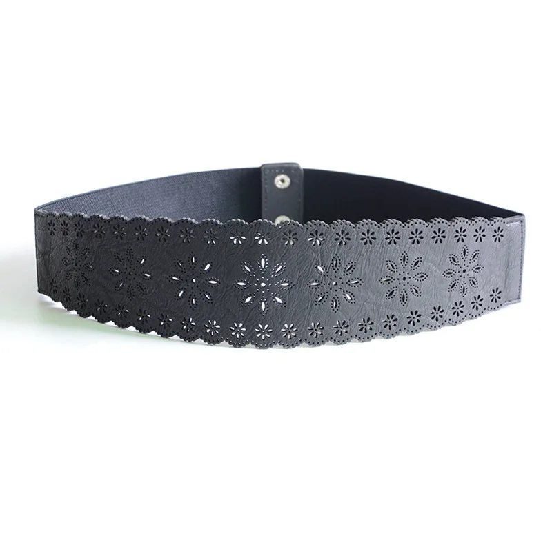 Fashion Designer Hollow Flower PU Leather Wide Belts for Women Black Brown Stretchy Corset Cummerbunds Ladies Dress Waistband
Fashion Designer Hollow Flower PU Leather Wide Belts for Women Black Brown Stretchy Corset Cummerbunds Ladies Dress Waistband