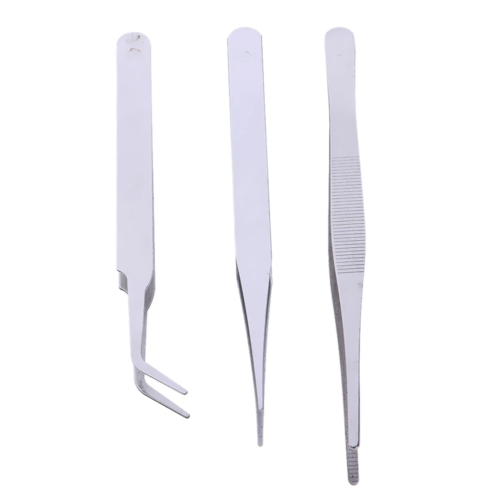 3pcs Basic Tools Kit ,Straight/Curved Tweezers for Model Building, Assembly Making Tools