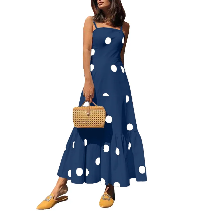 Sleeveless A Line Party Dress 2019 Summer Wrap Polka Dot Print Boho Beach Dresses Women Elegant Slim Sexy Long Dress Vestidos 
Sleeveless A Line Party Dress 2019 Summer Wrap Polka Dot Print Boho Beach Dresses Women Elegant Slim Sexy Long Dress Vestidos