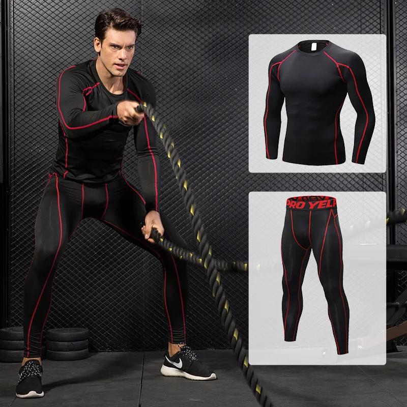 Mens Sport Running Set Compression T-Shirt + Pants Skin-Tight Long Sleeves Fitness Rashguard MMA Training Clothes Gym Yoga Suits
Mens Sport Running Set Compression T-Shirt + Pants Skin-Tight Long Sleeves Fitness Rashguard MMA Training Clothes Gym Yoga Suits