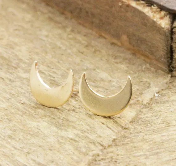 Image 10pcs Cute Tiny Half Moon Earring Jewelry Gold Silver Plated Moon Shape Earrings Stud Unique Earrings Jewelry for Women