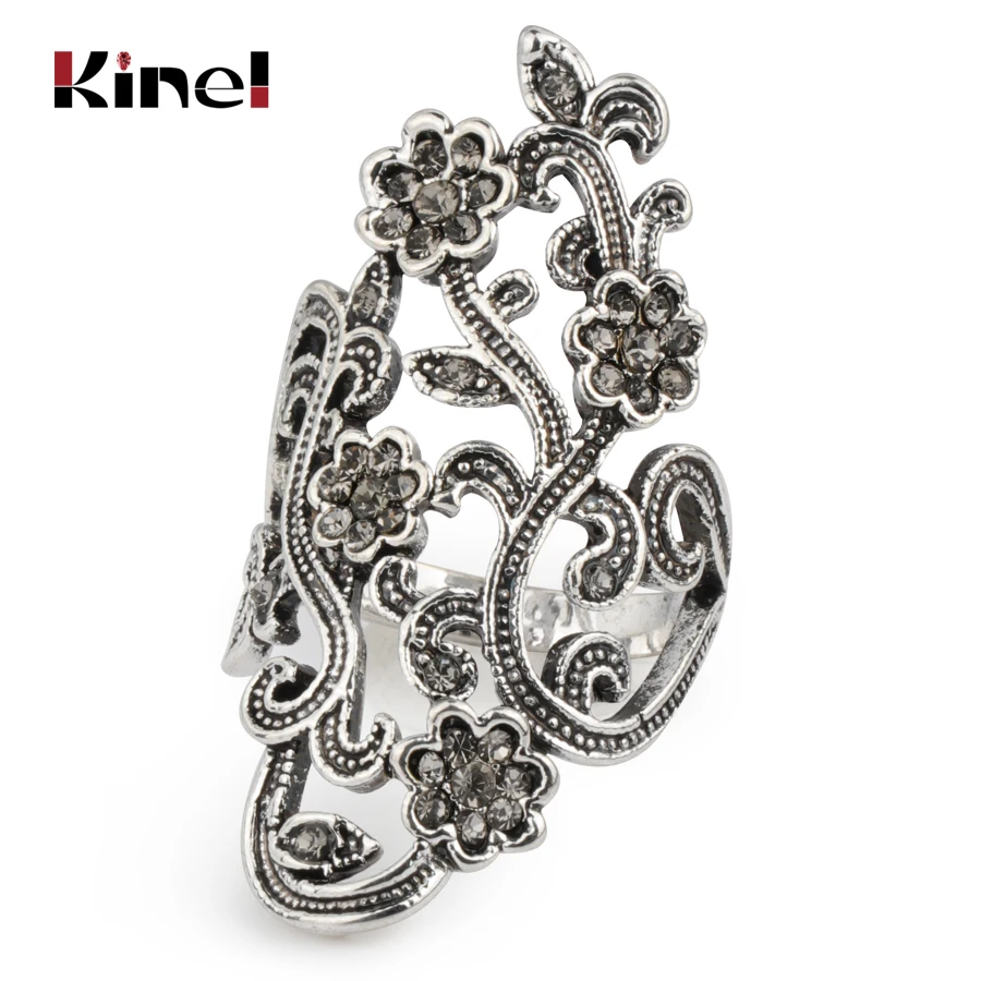 Kinel Graceful Antique Silver Crystal Flower Rings For Women Vintage Jewelry Mosaic Gray Crystal Big Ring Party Accessories
Kinel Graceful Antique Silver Crystal Flower Rings For Women Vintage Jewelry Mosaic Gray Crystal Big Ring Party Accessories