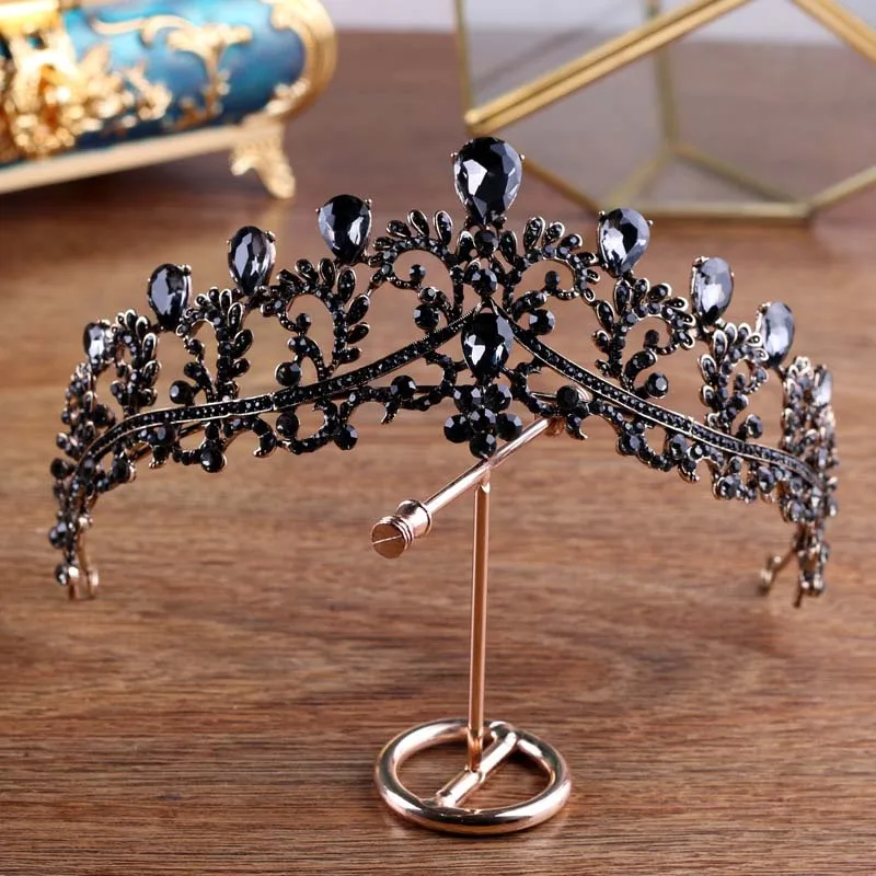 Baroque Black Crystal Rhinestones Diadem Pageants Bride Crown and Tiara Headband Hair Jewelry Wedding Bridal Hair Accessories JL
Baroque Black Crystal Rhinestones Diadem Pageants Bride Crown and Tiara Headband Hair Jewelry Wedding Bridal Hair Accessories JL