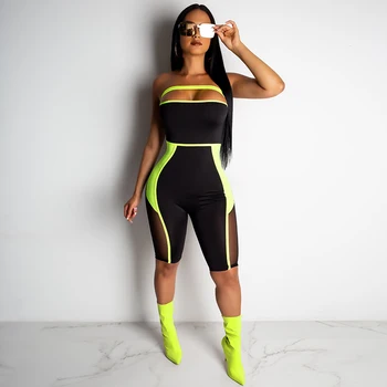 Sexy Mesh JUMPSUIT Neon Patchwork Rompers Off Shoulder Strapless Sleeveless Short Playsuit Night Club Summer Outfits Plus Size
Sexy Mesh JUMPSUIT Neon Patchwork Rompers Off Shoulder Strapless Sleeveless Short Playsuit Night Club Summer Outfits Plus Size