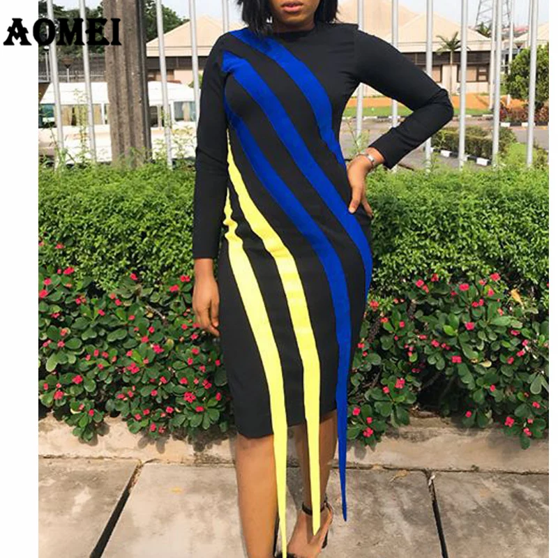 Women Dress Slim Black Blue Yellow Striped Long Sleeve Elegant Lady Modest Dresses Robes Femme Spring New 2019 Casual Fashion
Women Dress Slim Black Blue Yellow Striped Long Sleeve Elegant Lady Modest Dresses Robes Femme Spring New 2019 Casual Fashion