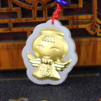 Vogue Design Hetian Jade 24k Gold Necklace Pendant Natural Jade Pendants Lovely Angel Couple Pendant For Lovers Men Women
Vogue Design Hetian Jade 24k Gold Necklace Pendant Natural Jade Pendants Lovely Angel Couple Pendant For Lovers Men Women