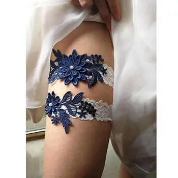 2pcs Wedding Garter Navy White Embroidery Floral Sexy Garters Women/Female/Bride Thigh Ring Bridal Lace Leg Ring Loop 
2pcs Wedding Garter Navy White Embroidery Floral Sexy Garters Women/Female/Bride Thigh Ring Bridal Lace Leg Ring Loop