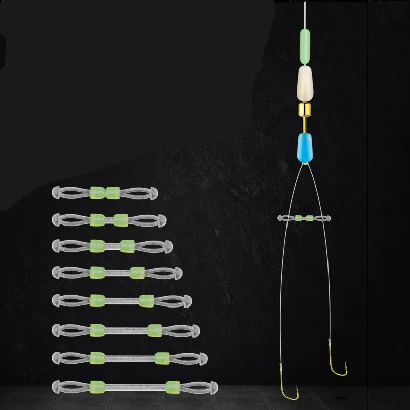Rompin 15pcs Silicon Double hooks contactor device fishing line space bifurcation eight type space bean line swivel tying tool
Rompin 15pcs Silicon Double hooks contactor device fishing line space bifurcation eight type space bean line swivel tying tool