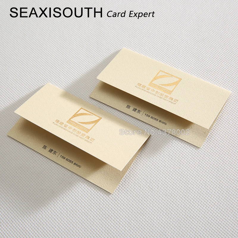 Business card printing identity visit cards hot stamping foil fold the name card Europe frosted diamond paper 285g
Business card printing identity visit cards hot stamping foil fold the name card Europe frosted diamond paper 285g