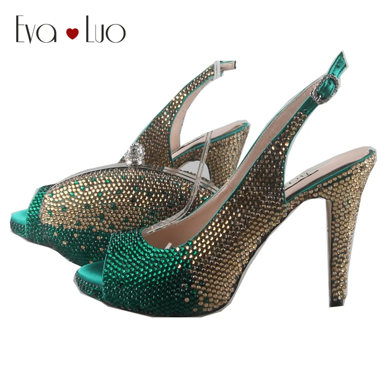 BS780 Custom Handmade Green Gold Crystal African Women Shoes And Bag Set Slingbacks Women Bridal Wedding Shoes Dress Pumps
BS780 Custom Handmade Green Gold Crystal African Women Shoes And Bag Set Slingbacks Women Bridal Wedding Shoes Dress Pumps