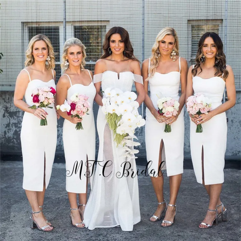 White Short Bridesmaid Dresses Strapless Spaghetti Strap Sheath Style Charming Maid Of Honor Dress 2019 Cheap Wedding Party Gown
White Short Bridesmaid Dresses Strapless Spaghetti Strap Sheath Style Charming Maid Of Honor Dress 2019 Cheap Wedding Party Gown