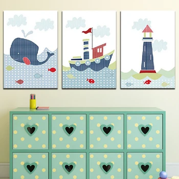 Unframed 3 Panel Boat Whale And Lighthouse Cartoon Home Decor Modern Wall Picture Print On Canvas For Children Room Artwork 
Unframed 3 Panel Boat Whale And Lighthouse Cartoon Home Decor Modern Wall Picture Print On Canvas For Children Room Artwork
