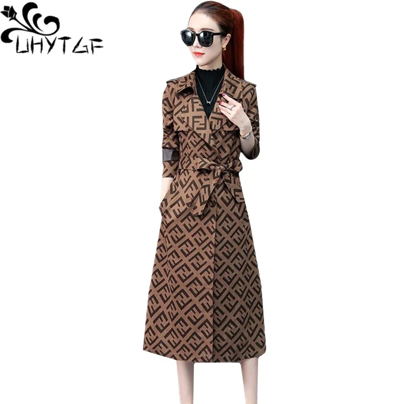 UHYTGF Young women's spring autumn trench coat New Korean fashion Plaid long coat woman Belt slim women's windbreaker coats 1416
UHYTGF Young women's spring autumn trench coat New Korean fashion Plaid long coat woman Belt slim women's windbreaker coats 1416