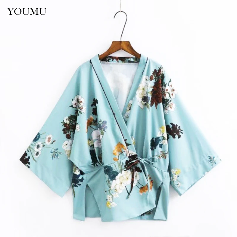 Women Kimono Yukata Coat V-Neck Floral Print Blue Japanese Style Outwear Retro Loose Jacket Summer Fashion Top 226-068
Women Kimono Yukata Coat V-Neck Floral Print Blue Japanese Style Outwear Retro Loose Jacket Summer Fashion Top 226-068