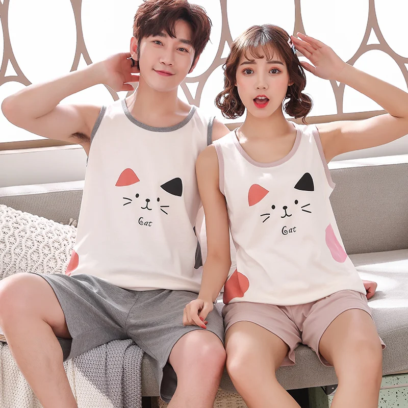 summer new cotton couple cat pajama set sleeveless vest sleepwear suit men and women casual homewear lover pyjamas 3XL,4XL
summer new cotton couple cat pajama set sleeveless vest sleepwear suit men and women casual homewear lover pyjamas 3XL,4XL