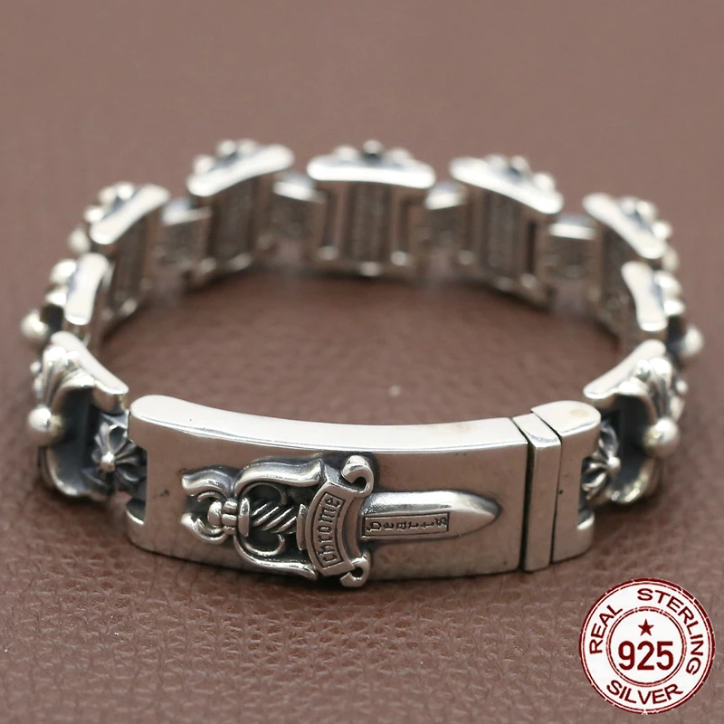 100% S925 sterling silver bracelet personality sleek minimalist retro jewelry domineering holy sword cross flower shape new hot
100% S925 sterling silver bracelet personality sleek minimalist retro jewelry domineering holy sword cross flower shape new hot