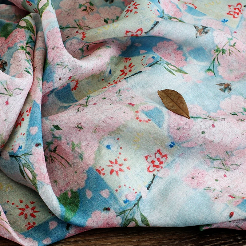 High quality pure ramie fabric Peach blossom in full bloom tissus High-end dresses, gowns and cheongsams patchwork
High quality pure ramie fabric Peach blossom in full bloom tissus High-end dresses, gowns and cheongsams patchwork