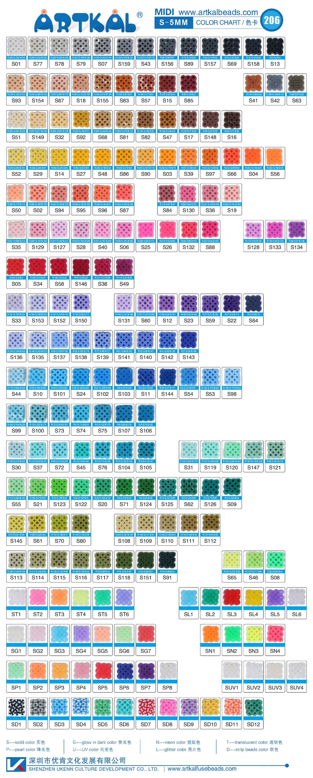 Perler Bead Color Chart