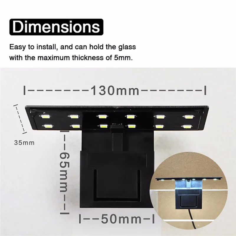 Aquarium LED Light Plants Grow Lighting Fish Tank Waterproof Clip-on Lamp 15