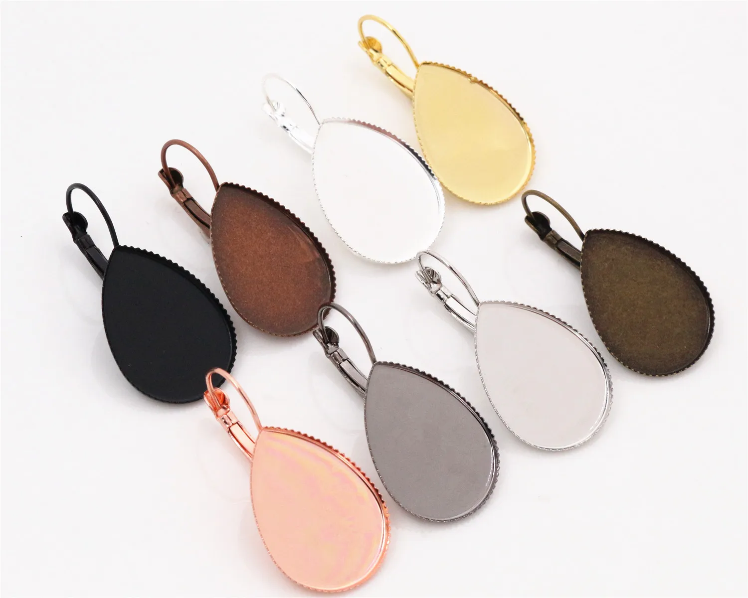 

18x25mm 10pcs 8 Colors plated French Lever Back Earrings Blank/Base,Fit 18*25mm Drop glass cabochons;Earring bezels