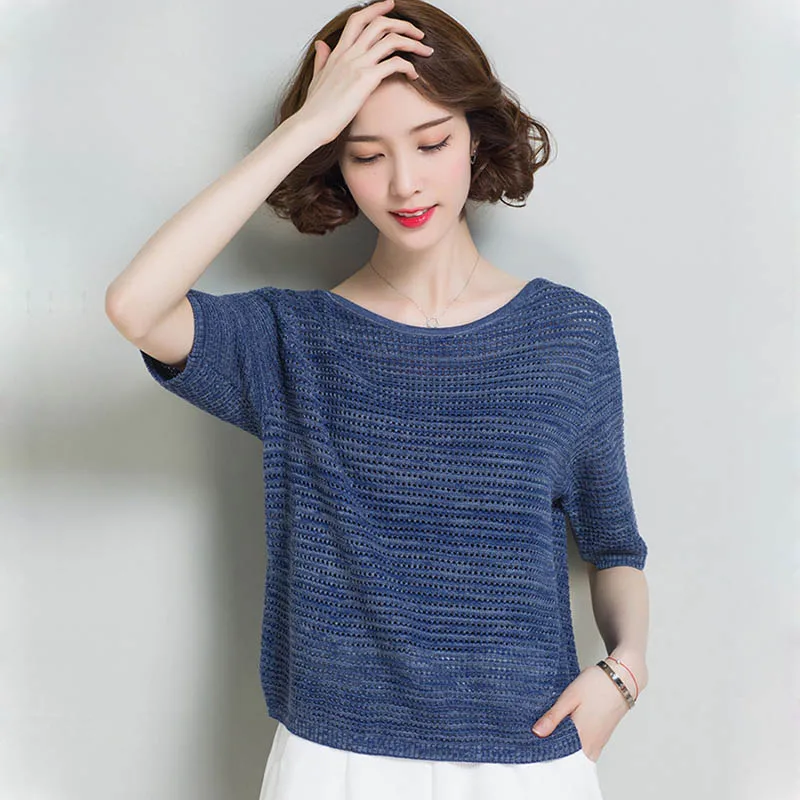 2019 Summer Women Mesh Pullover Tops Fashion Air condition Short Sleeve Fashion Pull Femme Hiver Elegant Ladies Knitwear
2019 Summer Women Mesh Pullover Tops Fashion Air condition Short Sleeve Fashion Pull Femme Hiver Elegant Ladies Knitwear