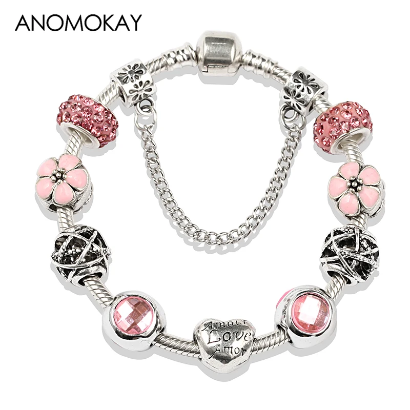 2019 Hot Classic Pink Flower Crystal Enamel Pan Charm Bracelet Bangle Women Fashion Birthday Gift Diy Bead Bracelet Jewelry
2019 Hot Classic Pink Flower Crystal Enamel Pan Charm Bracelet Bangle Women Fashion Birthday Gift Diy Bead Bracelet Jewelry