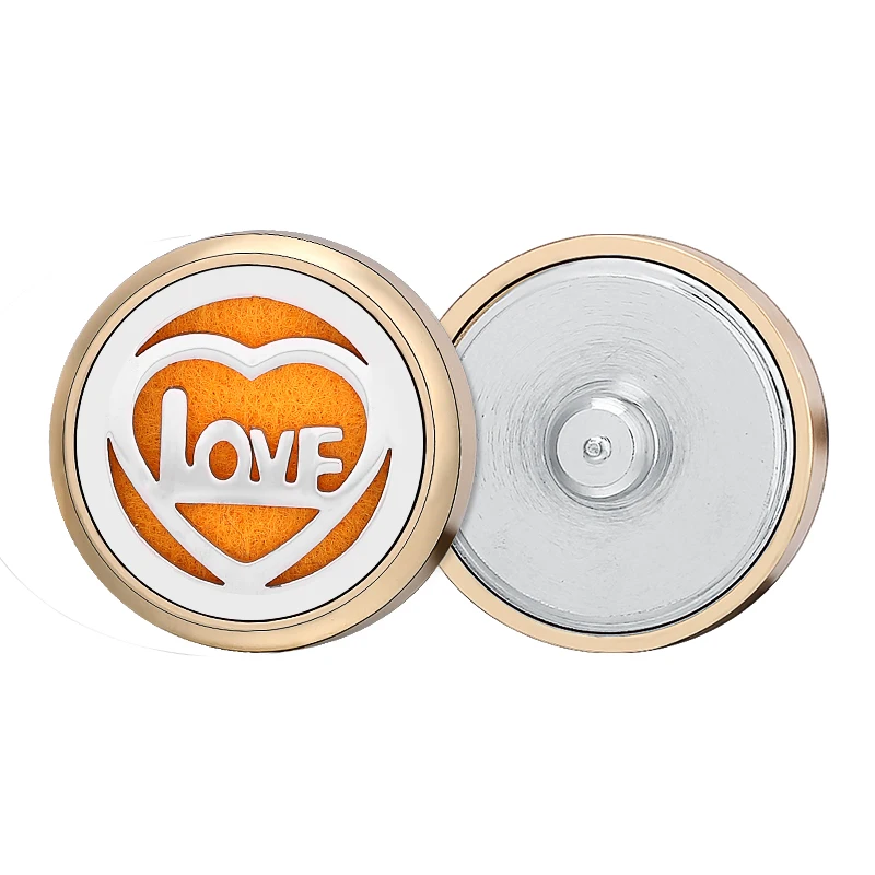 Love Heart Locket Snap Buttons Stainless Steel Gold/Silver Color Essential Oil Diffuser Aroma For 18mm-20mm Bracelet |