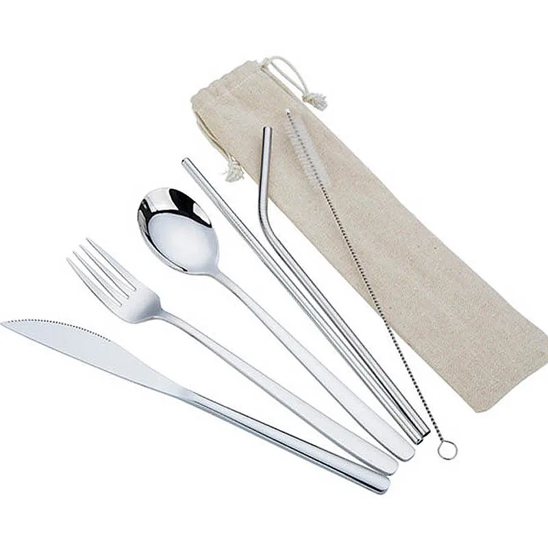 6pcs Portable Stainless Steel Flatware Set Camping Travel Cutlery Silverware Set Reusable Utensils Knife Fork Spoon Straws Brush
6pcs Portable Stainless Steel Flatware Set Camping Travel Cutlery Silverware Set Reusable Utensils Knife Fork Spoon Straws Brush